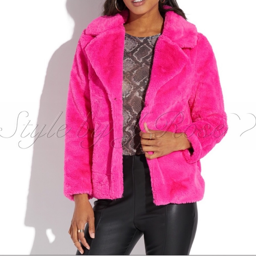 LAST! CANDY Hot Pink Faux Fur Coat